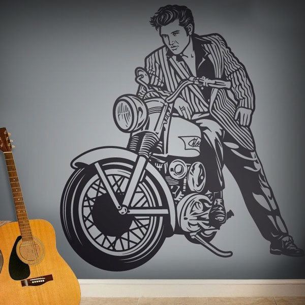 Vinilos Decorativos: Elvis Presley y motocicleta