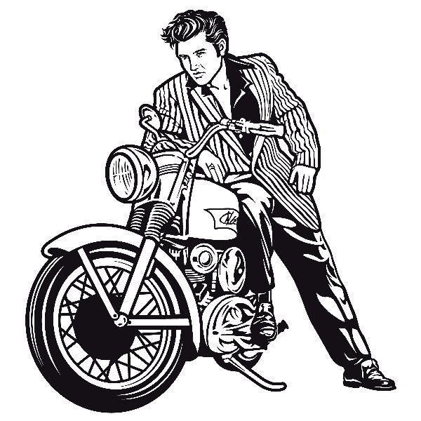 Vinilos Decorativos: Elvis Presley y motocicleta