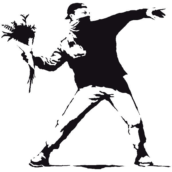 Vinilos Decorativos: Protesta lanzando flores de Banksy