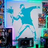 Vinilos Decorativos: Protesta lanzando flores de Banksy 15