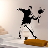 Vinilos Decorativos: Protesta lanzando flores de Banksy 4