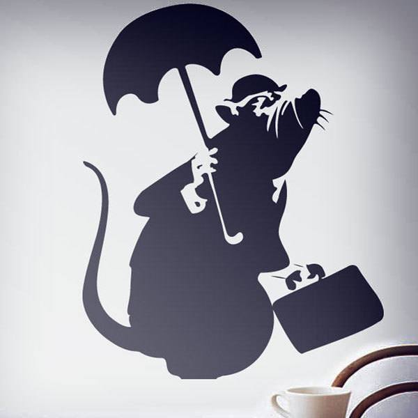 Vinilos Decorativos: Rata con paraguas de Banksy 0
