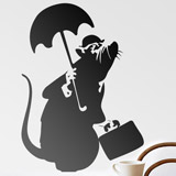 Vinilos Decorativos: Rata con paraguas de Banksy 2