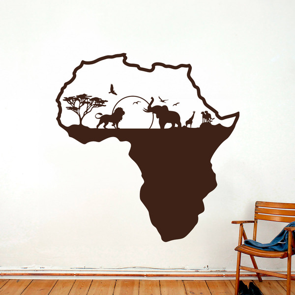 Vinilos Decorativos: Silueta África Skyline Animales 0