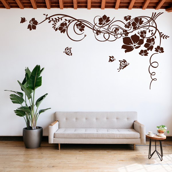 Vinilos Decorativos: Gran Floral con Mariposas