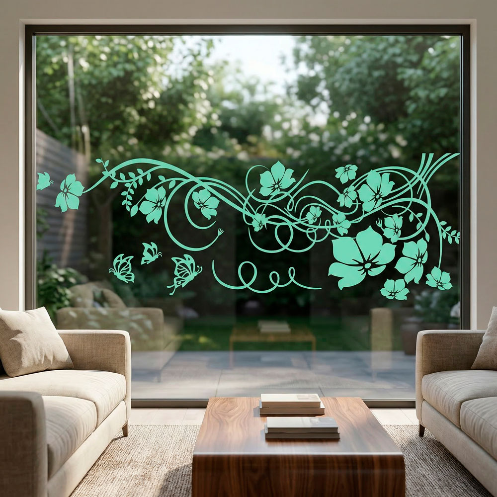 Vinilos Decorativos: Gran Floral con Mariposas