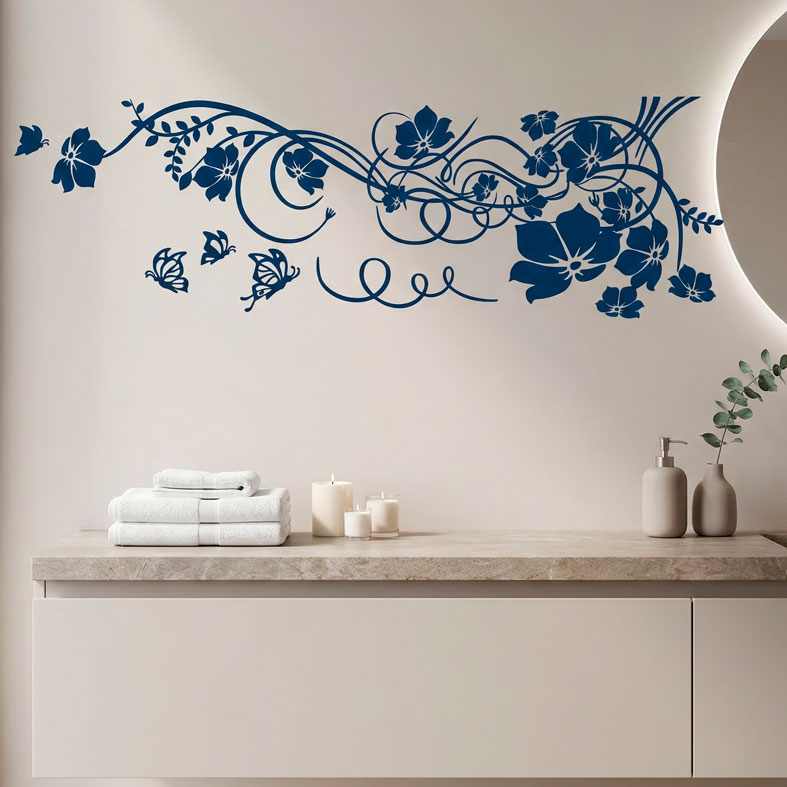 Vinilos Decorativos: Gran Floral con Mariposas