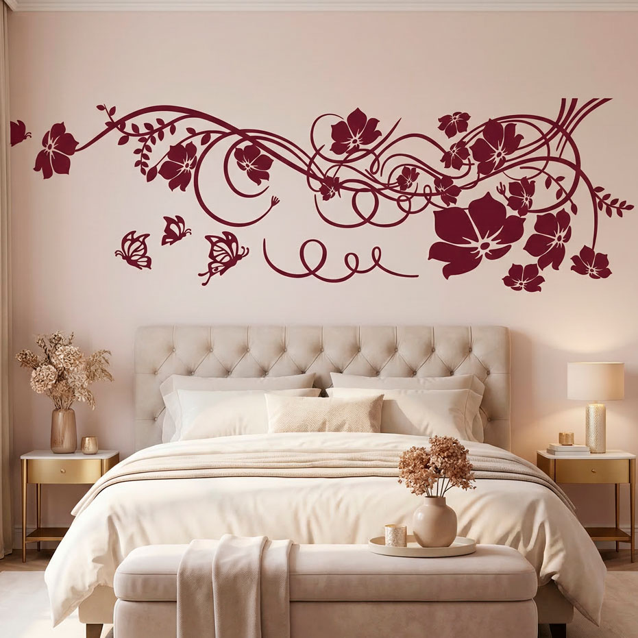 Vinilos Decorativos: Gran Floral con Mariposas