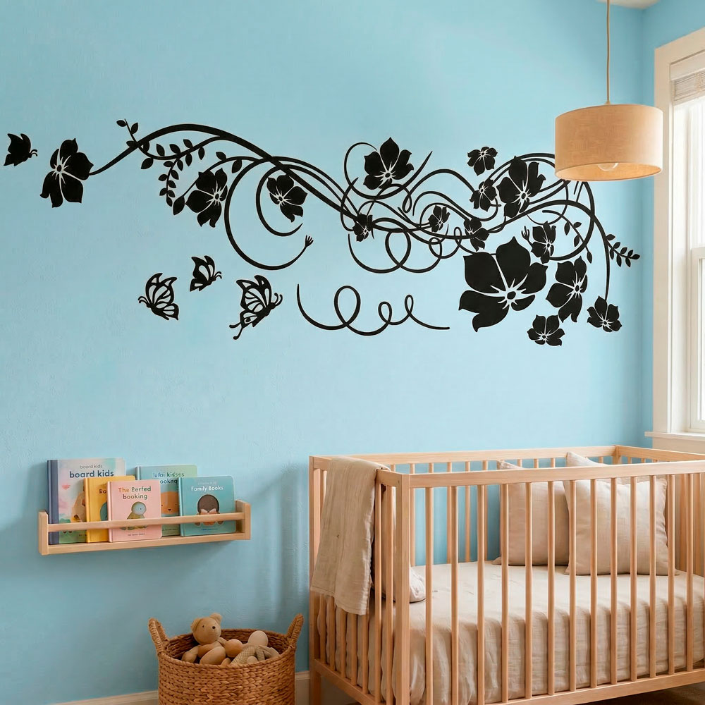 Vinilos Decorativos: Gran Floral con Mariposas