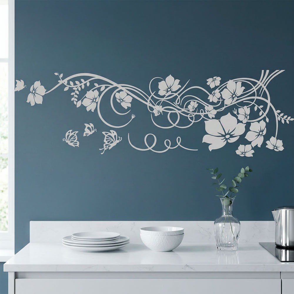 Vinilos Decorativos: Gran Floral con Mariposas