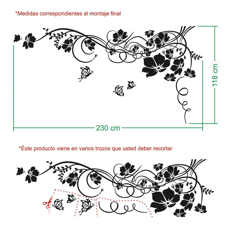 Vinilos Decorativos: Gran Floral con Mariposas