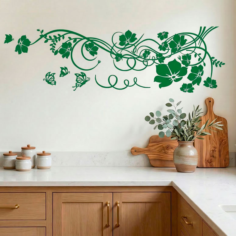 Vinilos Decorativos: Gran Floral con Mariposas