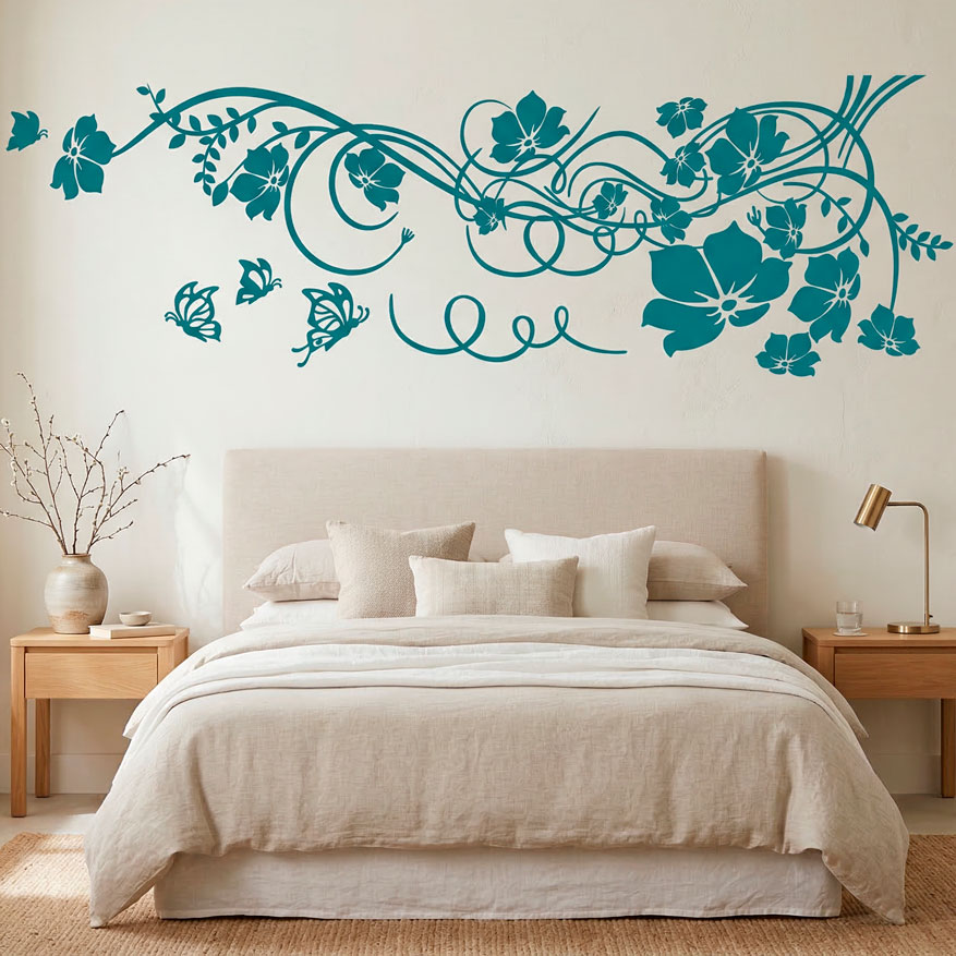Vinilos Decorativos: Gran Floral con Mariposas