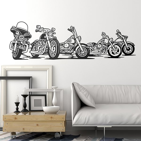 Vinilos Decorativos: 5 Motos Harley aparcadas