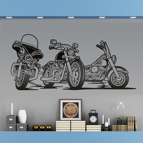 Vinilos Decorativos: 3 Motos Harley aparcadas