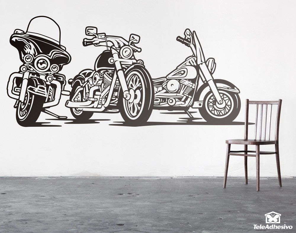 Vinilos Decorativos: 3 Motos Harley aparcadas