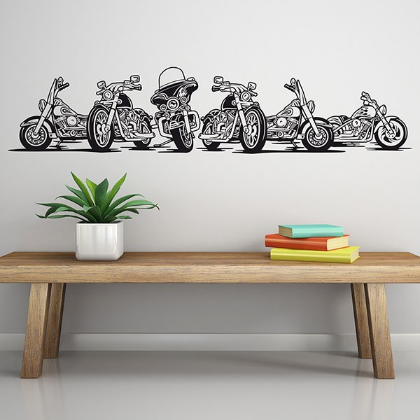 Vinilos Decorativos: 6 Motos Harley aparcadas