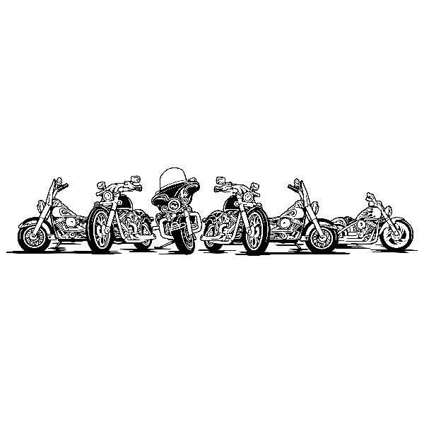 Vinilos Decorativos: 6 Motos Harley aparcadas