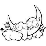 Vinilos Infantiles: Niña durmiendo en la luna