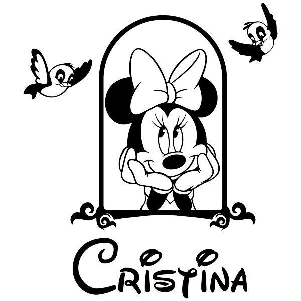 Vinilos Infantiles: Minnie en la ventana personalizada