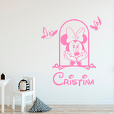 Vinilos Infantiles: Minnie en la ventana personalizada 2