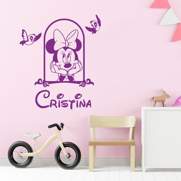 Vinilos Infantiles: Minnie en la ventana personalizada