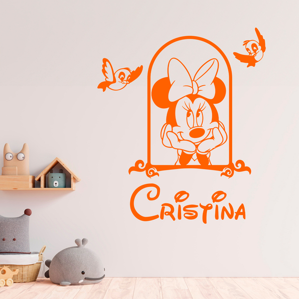 Vinilos Infantiles: Minnie en la ventana personalizada