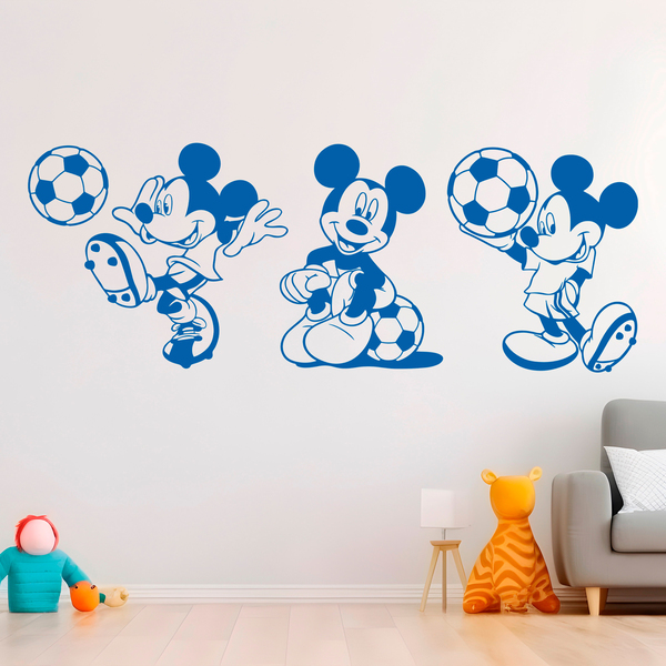 Vinilos Infantiles: Tríptico Mickey Mouse Futbolista