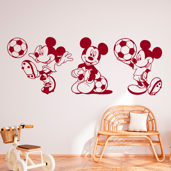 Vinilos Infantiles: Tríptico Mickey Mouse Futbolista