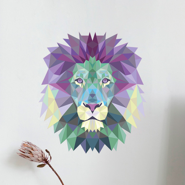 Vinilos Decorativos: Cabeza de león origami frío