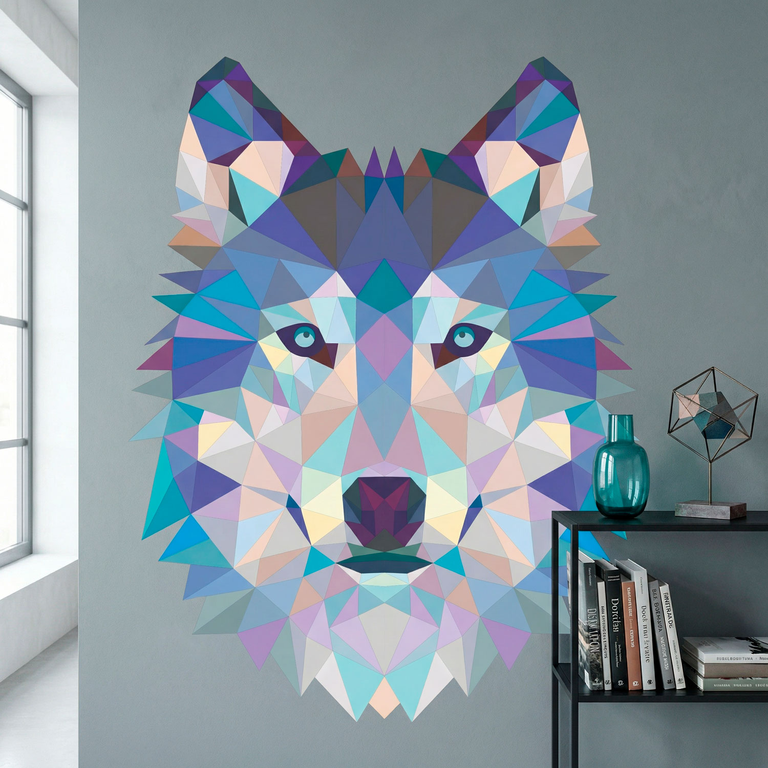 Vinilos Decorativos: Cabeza de Lobo Origami