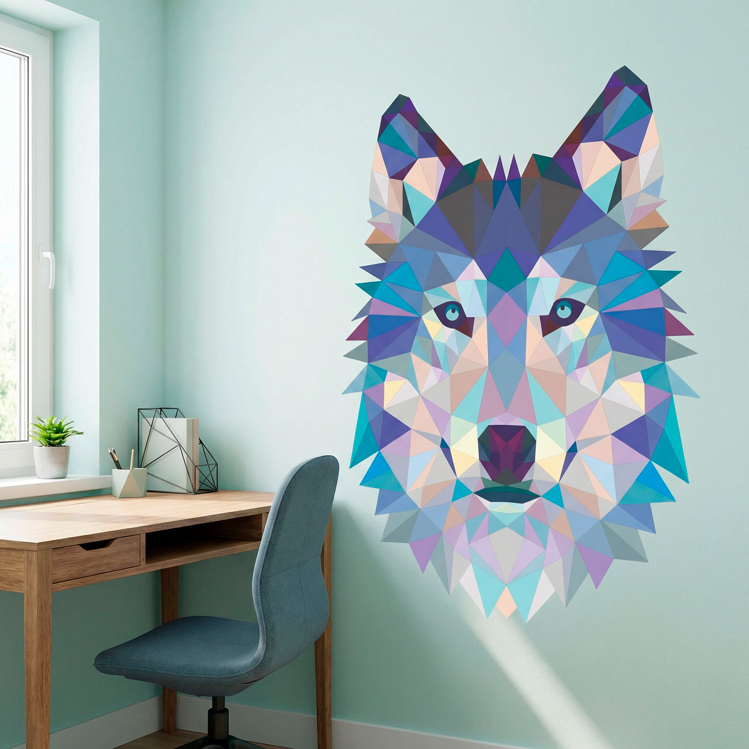 Vinilos Decorativos: Cabeza de Lobo Origami