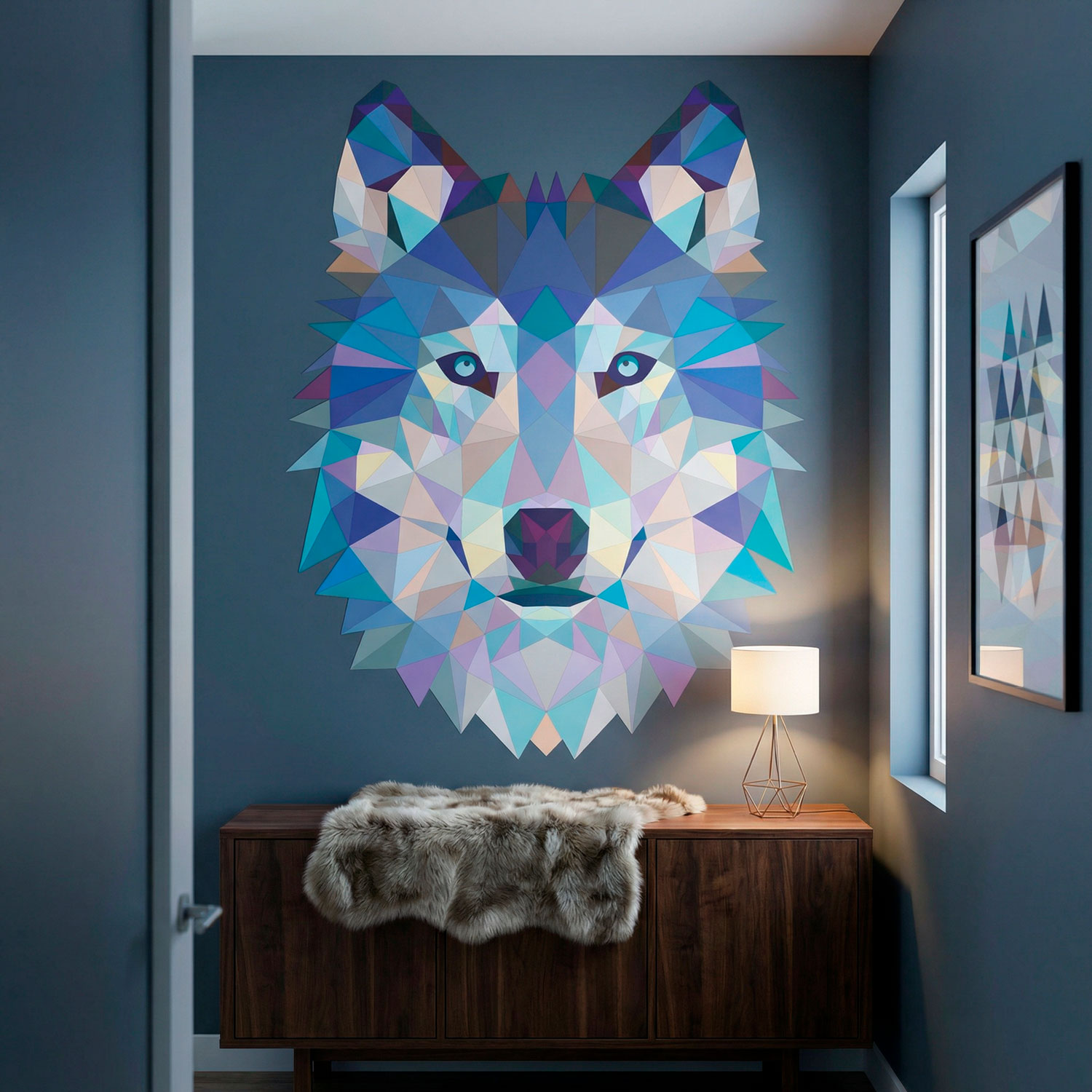 Vinilos Decorativos: Cabeza de Lobo Origami