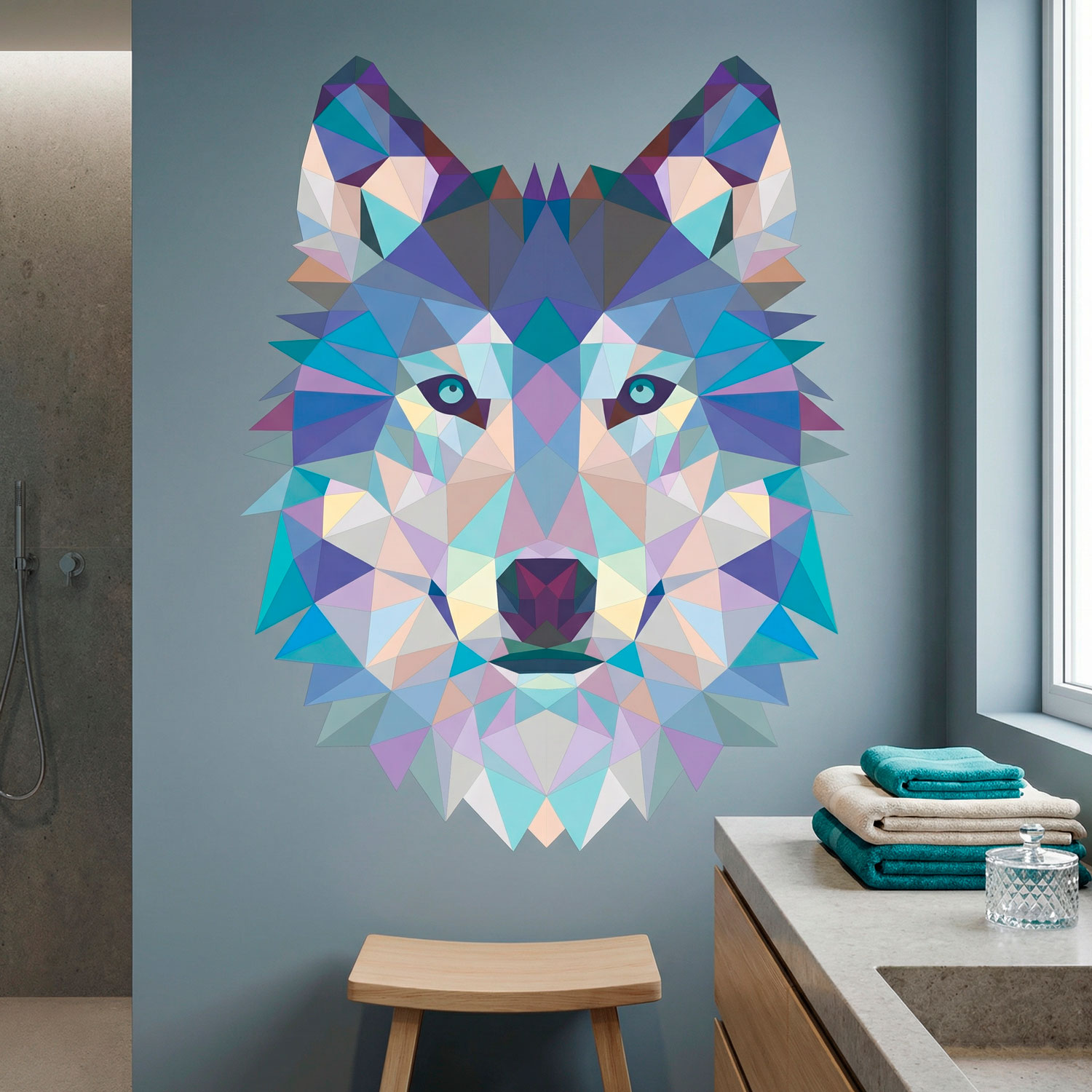 Vinilos Decorativos: Cabeza de Lobo Origami