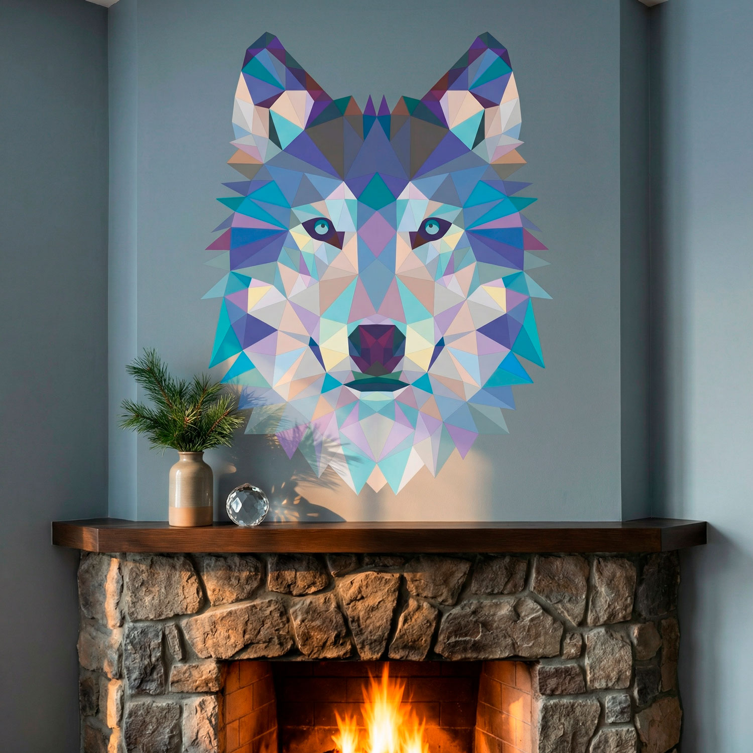 Vinilos Decorativos: Cabeza de Lobo Origami
