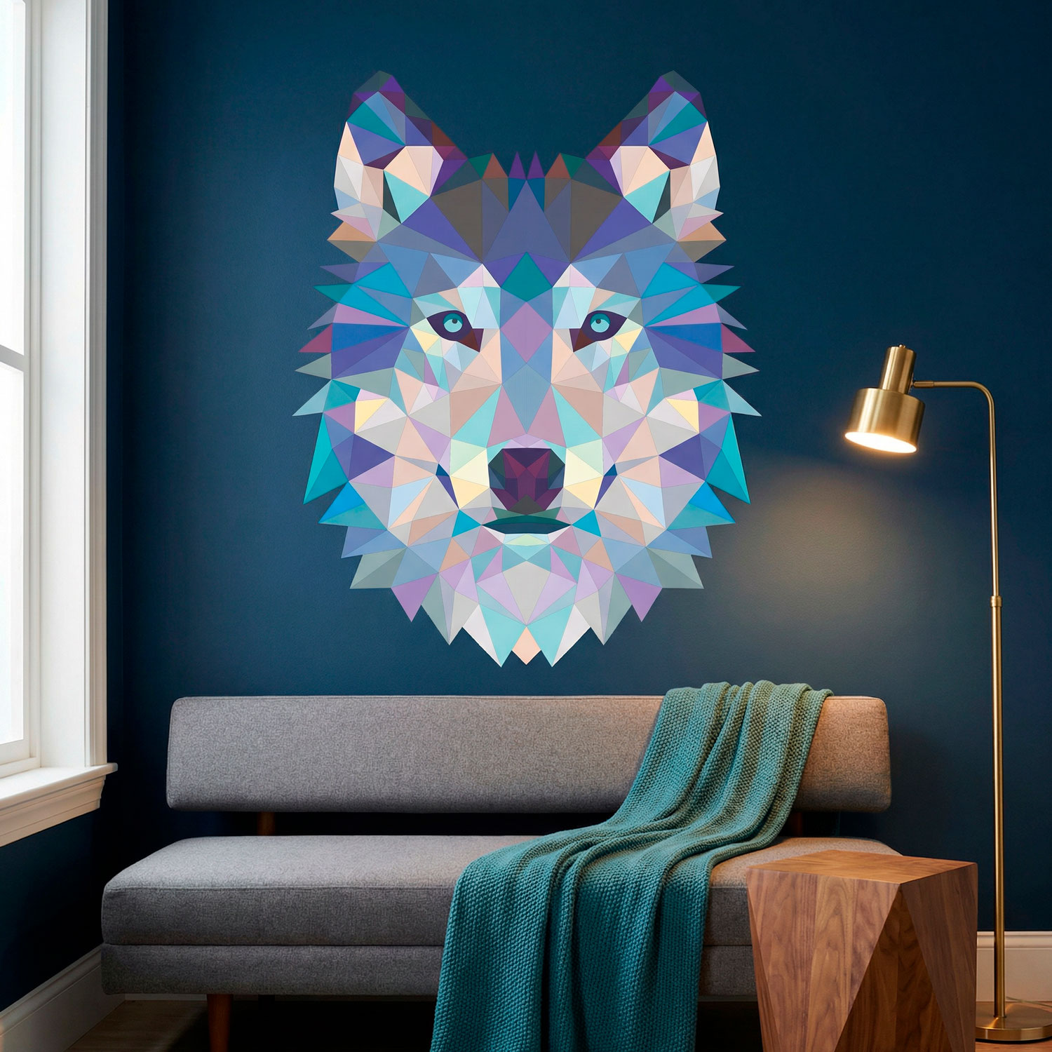 Vinilos Decorativos: Cabeza de Lobo Origami