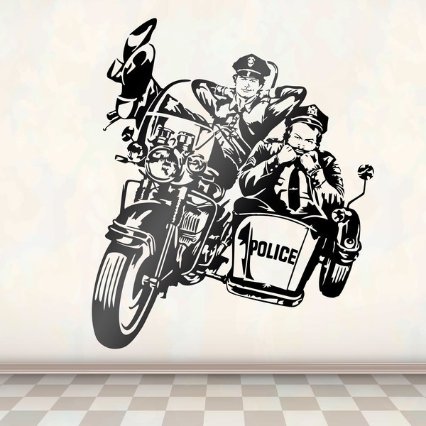 Vinilos Decorativos: Bud Spencer y Terence Hill Policías en moto 0