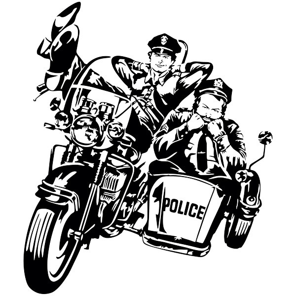 Vinilos Decorativos: Bud Spencer y Terence Hill Policías en moto