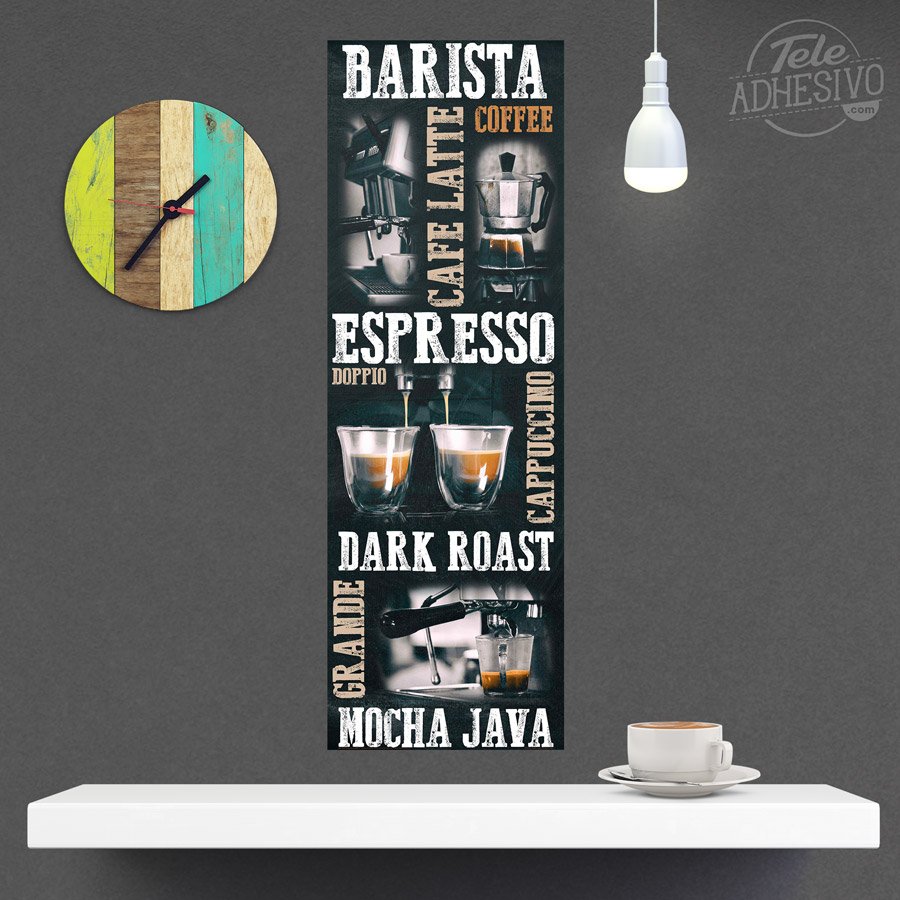 Vinilos Decorativos: Poster adhesivo tipos de café