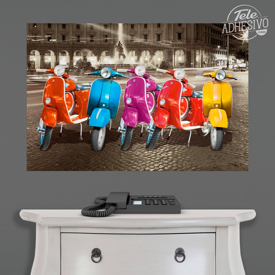 Vinilos Decorativos: 5 Vespas en Roma