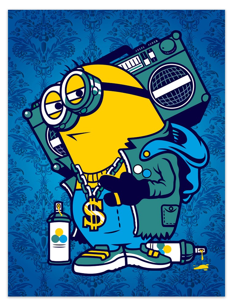 Vinilos Decorativos: Póster adhesivo Minion Bomb Box Graffiti