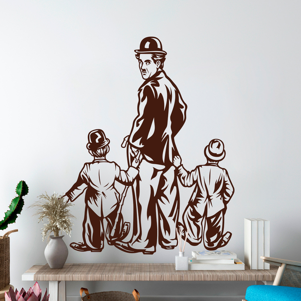 Vinilos Decorativos: Charles Chaplin con dos niños