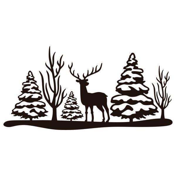 Vinilos Decorativos: Ciervo en paisaje navideño