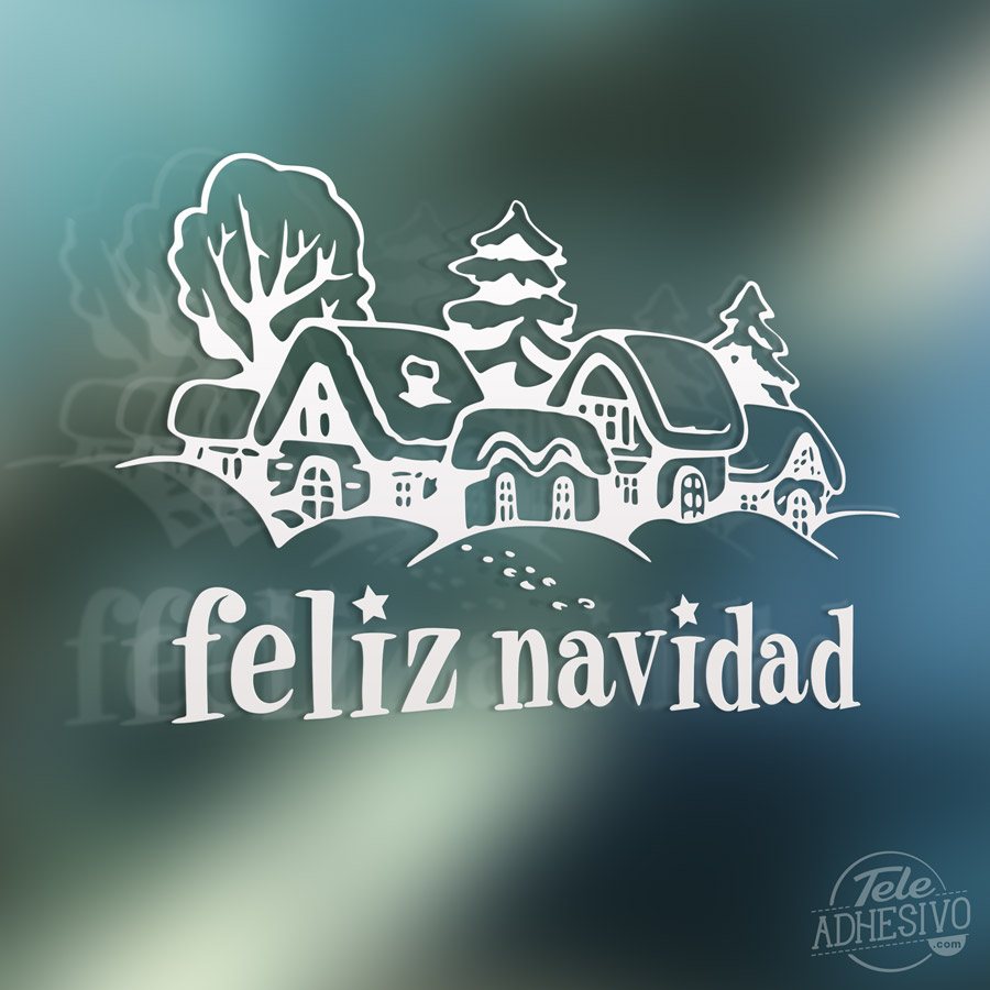 Vinilos Decorativos: Pueblo nevado y feliz navidad