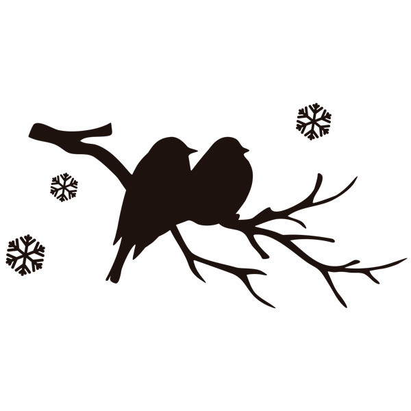 Vinilos Decorativos: Pájaros en la rama y nieve