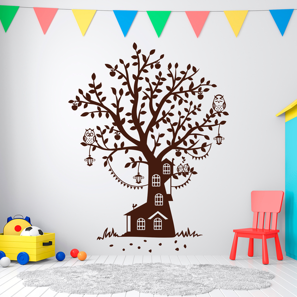 Vinilos Infantiles: Casa del árbol de Búhos