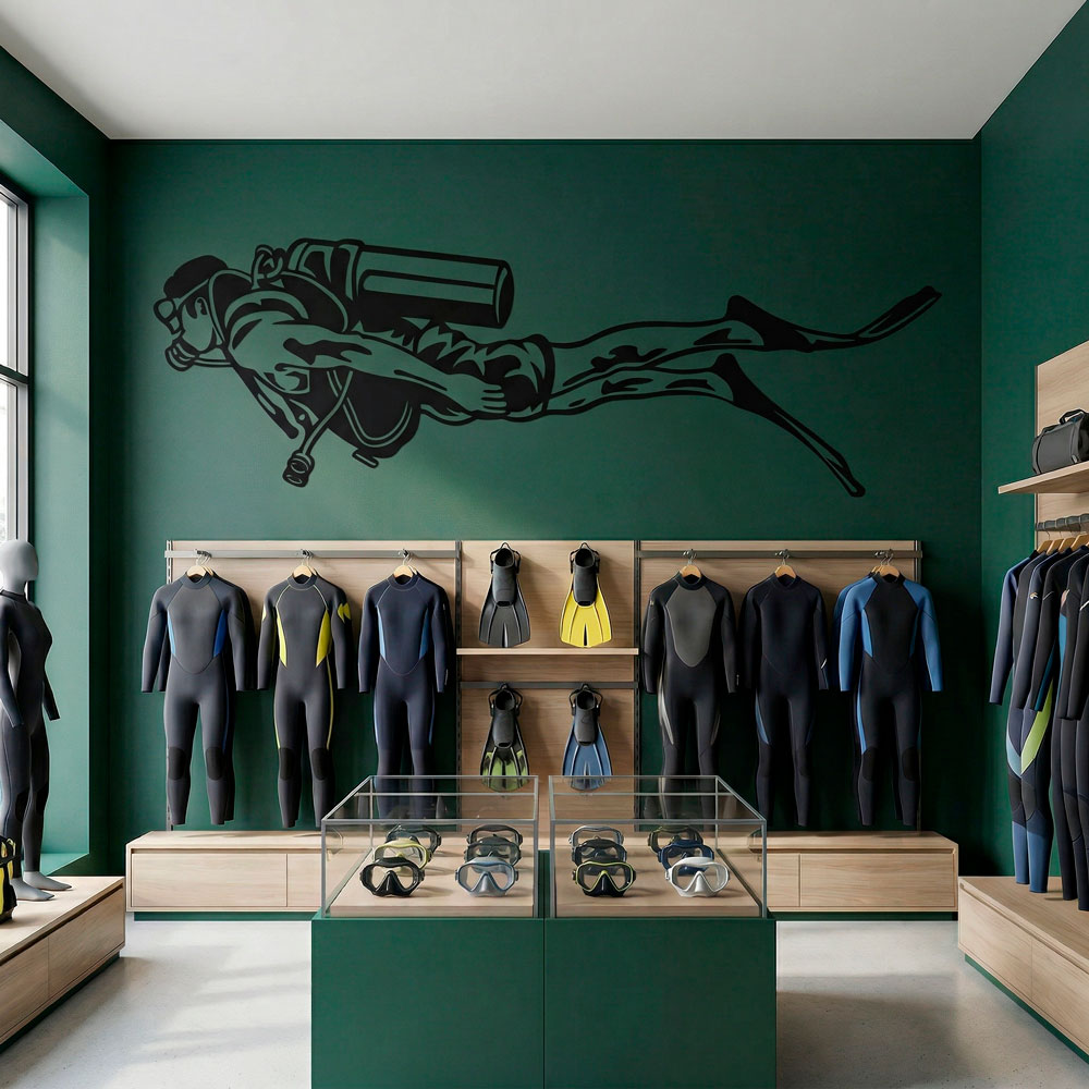 Vinilos Decorativos: Buceador con Equipo Completo