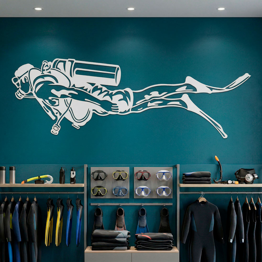 Vinilos Decorativos: Buceador con Equipo Completo