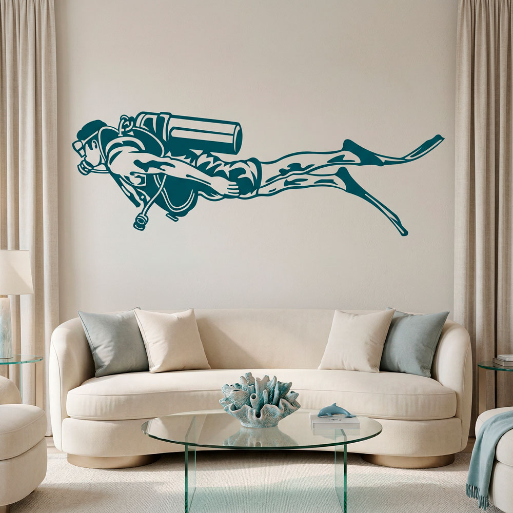 Vinilos Decorativos: Buceador con Equipo Completo