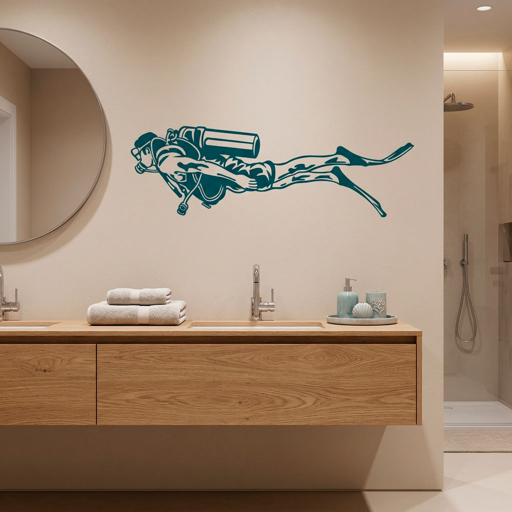 Vinilos Decorativos: Buceador con Equipo Completo